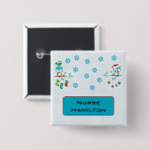 Schneeflocken mit Name-Tag Button (Vorne & Hinten)