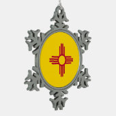 Schneeflocken mit New Mexico Flag Zinn-Ornament (Links)