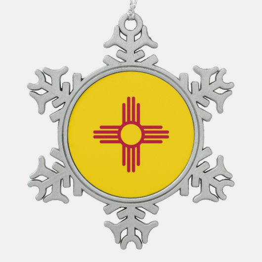 Schneeflocken mit New Mexico Flag Zinn-Ornament (Vorderseite)