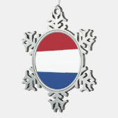 Schneeflocken mit niederländischer Flagge Zinn-Ornament (Rechts)