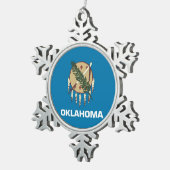 Schneeflocken mit Oklahoma Flag Zinn-Ornament (Rechts)