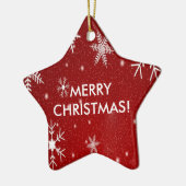 Schneeflocken mit rotem Hintergrund Keramikornament (Links)