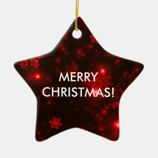 Schneeflocken mit Rotem Hintergrund Keramikornament (Vorne)