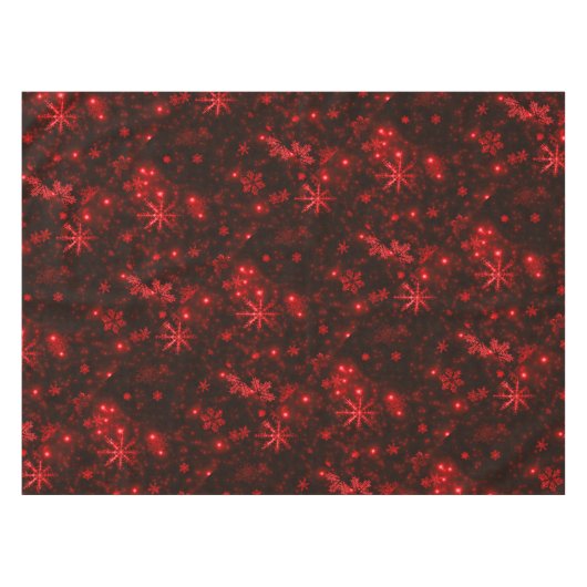 Schneeflocken mit rotem Hintergrund Tischdecke (Vorderseite (Horizontal))