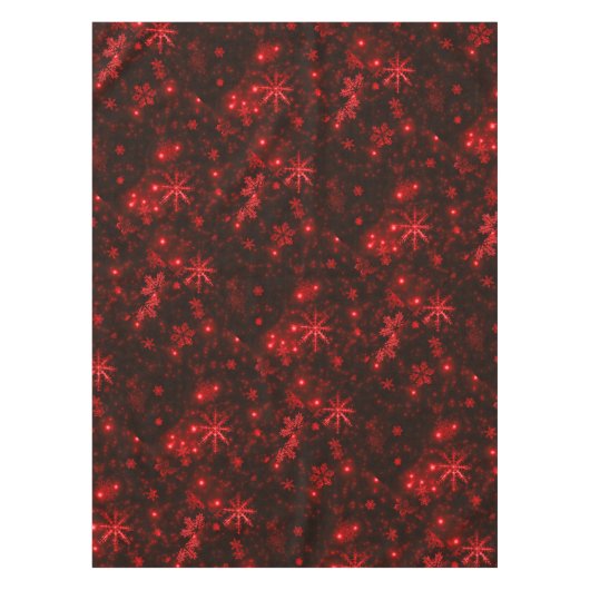 Schneeflocken mit rotem Hintergrund Tischdecke (Vorderseite)