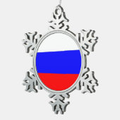 Schneeflocken mit Russland-Flagge Schneeflocken Zinn-Ornament (Rechts)