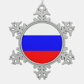 Schneeflocken mit Russland-Flagge Schneeflocken Zinn-Ornament (Vorderseite)