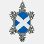 Schneeflocken mit Schottlandflagge Zinn-Ornament (Links)