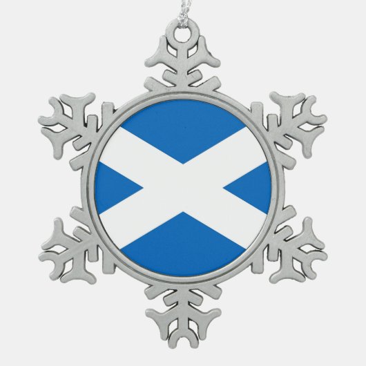 Schneeflocken mit Schottlandflagge Zinn-Ornament (Vorderseite)