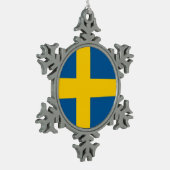 Schneeflocken mit Schwedenflagge Zinn-Ornament (Links)