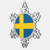 Schneeflocken mit Schwedenflagge Zinn-Ornament (Rechts)