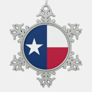 Schneeflocken mit Texas Flag Zinn-Ornament
