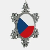 Schneeflocken mit tschechischer Flagge Zinn-Ornament (Links)