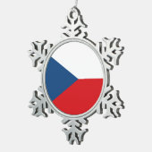 Schneeflocken mit tschechischer Flagge Zinn-Ornament (Rechts)