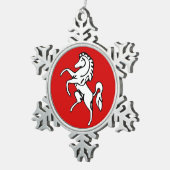 Schneeflocken mit Zinnfahne und Kent Landkreis Fla Zinn-Ornament (Rechts)