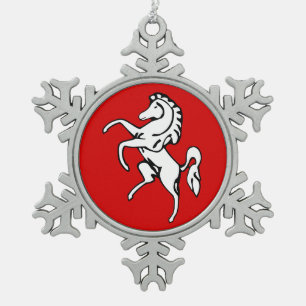 Schneeflocken mit Zinnfahne und Kent Landkreis Fla Zinn-Ornament