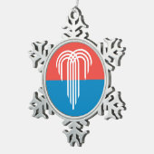 Schneeflocken mit Zwergfahne und Kansas-Flagge Schneeflocken Zinn-Ornament (Rechts)