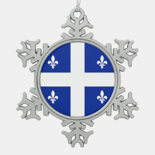 Schneeflocken mit Zwergfahne und Quebec-Flagge Zinn-Ornament