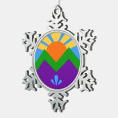 Schneeflocken mit Zwergfedern Zinn-Ornament (Rechts)