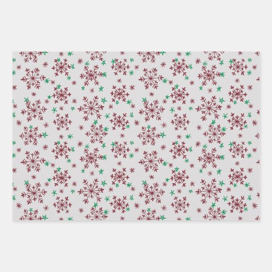 Schneeflocken - Mitternachtsblau, weiß, silbergrau Geschenkpapier Set (Vorderseite 3)