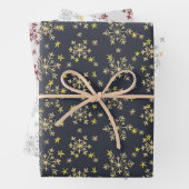 Schneeflocken - Mitternachtsblau, weiß, silbergrau Geschenkpapier Set (Beispiel)