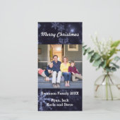 Schneeflocken Mitternachtsblauer Hintergrund VT-Fo Feiertagskarte (Stehend Vorderseite)