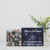 Schneeflocken Mitternachtsblauer Hintergrundbild-K Feiertagskarte (Stehend Vorderseite)