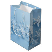 Schneeflocken Mittlere Geschenktüte (Vorderseite Schrägansicht)