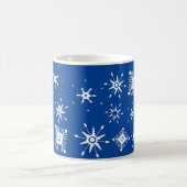 Schneeflocken Mix Geometrie Blau Kaffeetasse (Mittel)