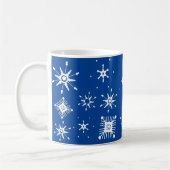 Schneeflocken Mix Geometrie Blau Kaffeetasse (Links)