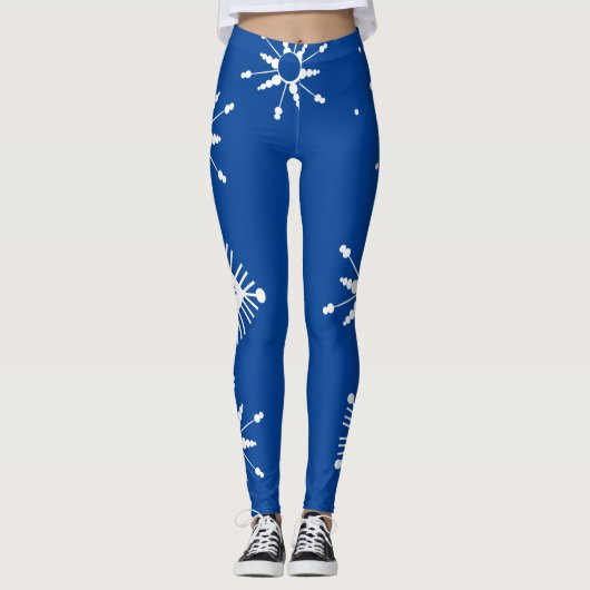 Schneeflocken Mix Geometrie Blau Leggings (Vorderseite)