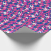 Schneeflocken Mix Geometrie Blau Rosa Geschenkpapier (Ecke)