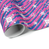 Schneeflocken Mix Geometrie Blau Rosa Geschenkpapier (Rolleneckpunkt)