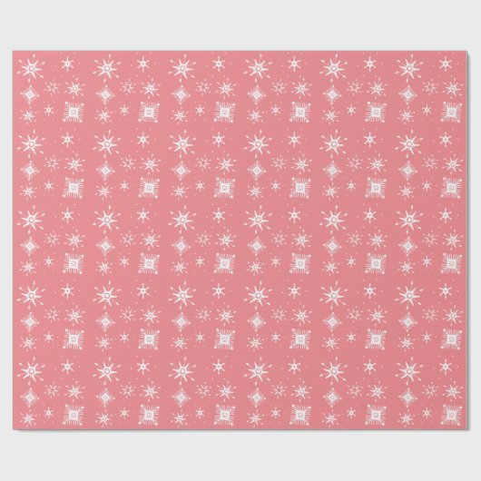 Schneeflocken Mix geometrisch rosa Geschenkpapier (Flach)