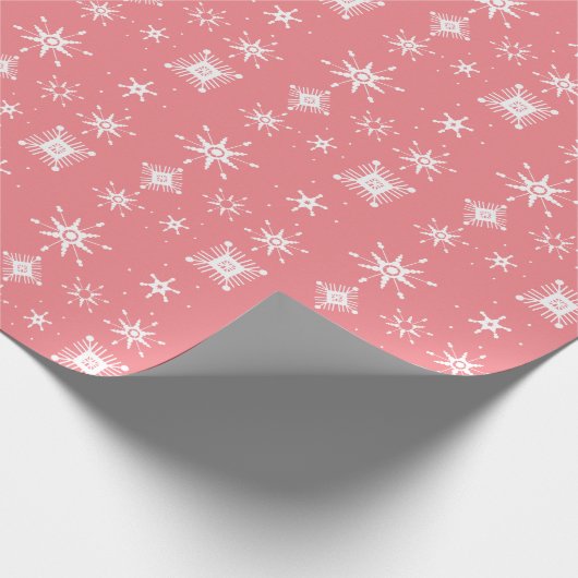 Schneeflocken Mix geometrisch rosa Geschenkpapier (Ecke)