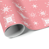 Schneeflocken Mix geometrisch rosa Geschenkpapier (Rolleneckpunkt)