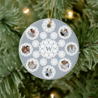 Schneeflocken Monogram Verheiratet 1. Weihnachtsfe Keramikornament