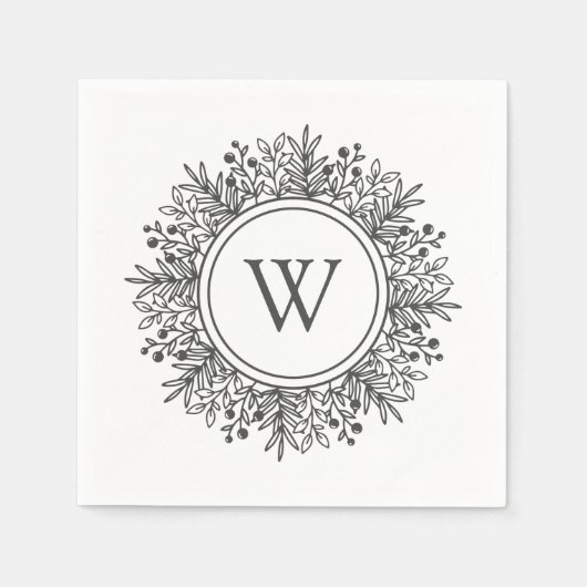 Schneeflocken-Monogramm Serviette (Vorderseite)