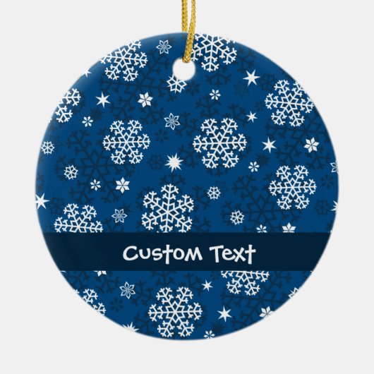 Schneeflocken Muster auf blau Keramik Ornament (Vorne)