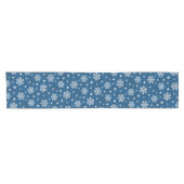 Schneeflocken Muster auf blau Kurzer Tischläufer (Horizontal)