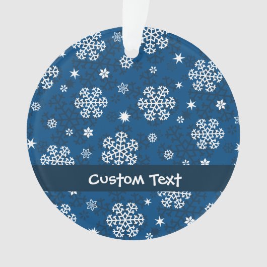 Schneeflocken Muster auf blau Ornament (Vorderseite)