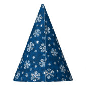 Schneeflocken Muster auf blau Partyhütchen (Rückseite)