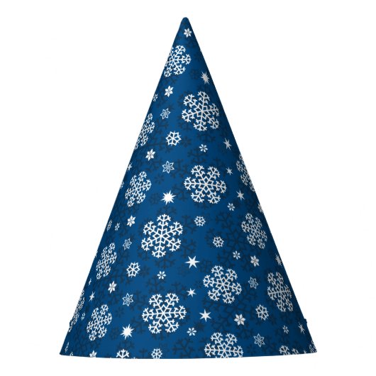 Schneeflocken Muster auf blau Partyhütchen (Vorderseite)