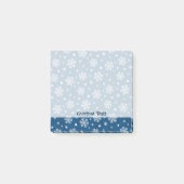 Schneeflocken Muster auf blau Post-it Klebezettel (Vorderseite)