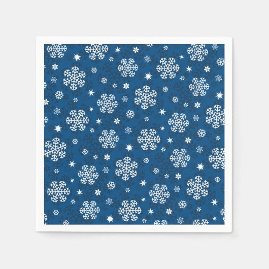 Schneeflocken Muster auf blau Serviette (Vorderseite)