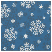 Schneeflocken Muster auf blau Stoff (Nahaufnahme)