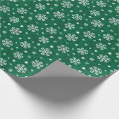 Schneeflocken Muster auf Cadmium Green Geschenkpapier (Ecke)