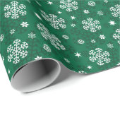 Schneeflocken Muster auf Cadmium Green Geschenkpapier (Rolleneckpunkt)