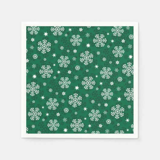 Schneeflocken Muster auf Cadmium Green Napkins Serviette (Vorderseite)