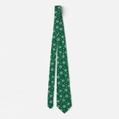 Schneeflocken Muster auf Cadmium Green Neck Tie Krawatte (Rückseite)